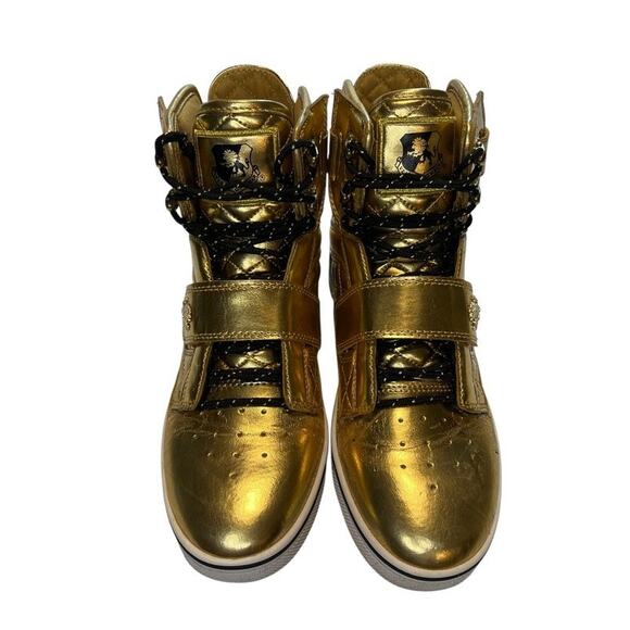 Vlado Shoes - Vlado Atlas High Top Women's Gold Metallic Lace Up Fashion Sneakers Shoes Size 8